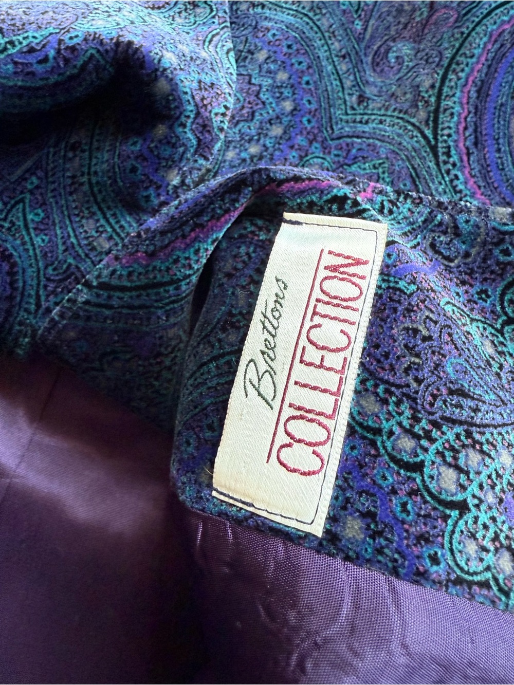 Boho Velvet Paisley Cropped Jacket Vintage Brettons Collection Festival Tapestry - Picture 4 of 10
